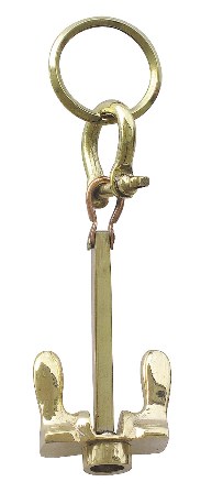 Keychain - Large anchor brass - with shackle - marine decoration