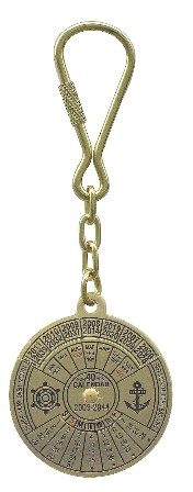 Keychain - Perpetual Calendar 40 brass and functional - marine d