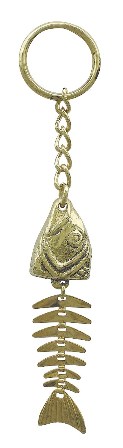 Keychain - Brass Fish Bones - marine decoration