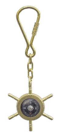 Keychain - Compass-wheel brass bar and functional - marine decor