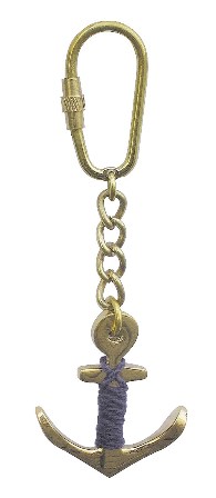 Porte-clé - Ancre en laiton - cordage bleu - cadeau