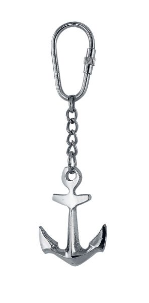 Keyring - Anchor  nickel plated brass - marine decoration