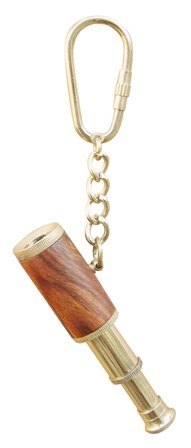 Porte-clé - Télescope en laiton-bois et fonctionnel - cadeau