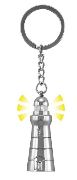 Keyring - Lighthouse with flash light  chromed brass  functional