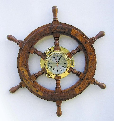 Clock Bar Holz-Messing Laufrad - Quarzwerk - Marine-Stil - marine Dekoration